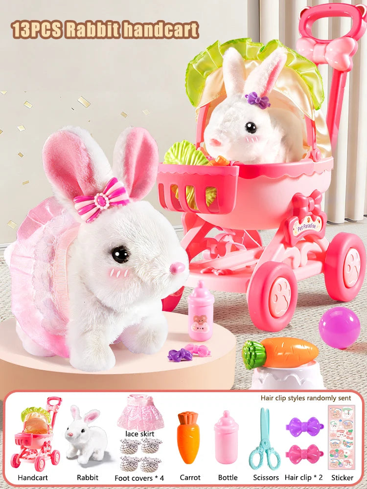 Interactive Dancing Walking Rabbit Toy, Plush Bunny Electronic Pet for Kids, Animated Moving Animal Gift for Boys Girls Birthday