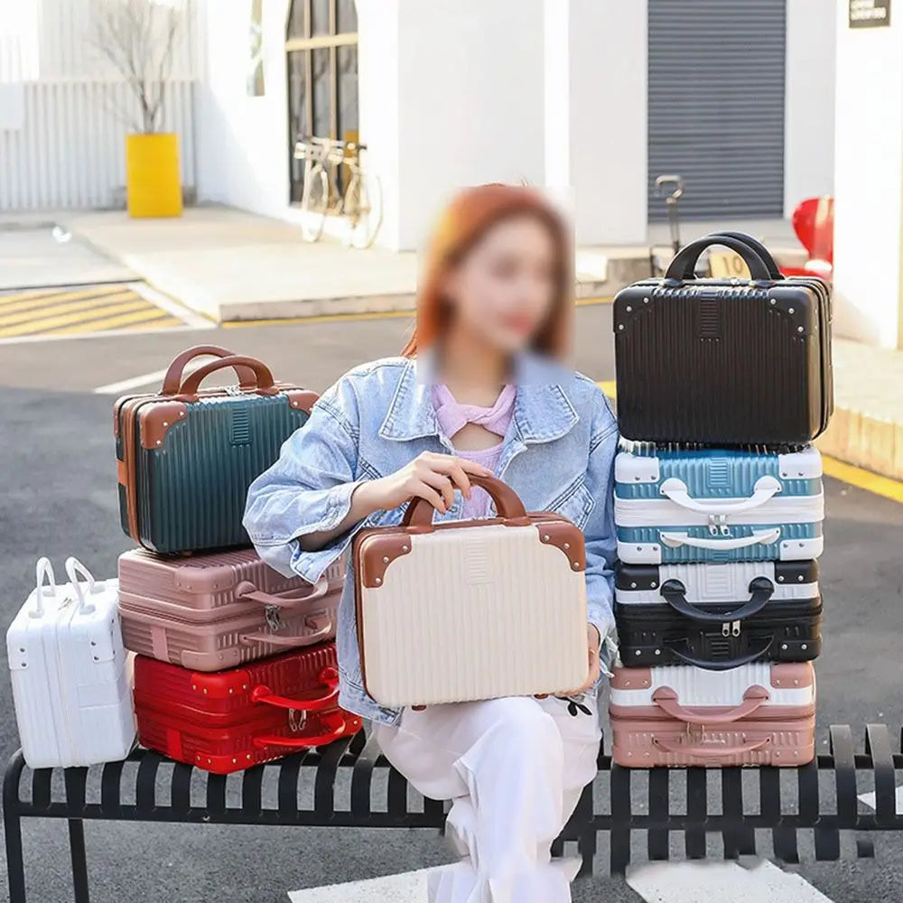 14-inch Lightweight Mini Travel Suitcase Cosmetic Box Waterproof Hand Luggage Organizer Makeup Case Portable Small Boarding Case