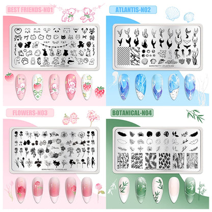 BORN PRETTY Bridal Lace Nail Art Templates Butterfly Flower Leaves Geometry Stamping Plates DIY Image Printing Stencil Tools