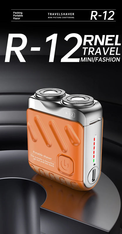 Mini Electric Shaver Dual Head Waterproof Type-C Rechargeable Shaver Travel Rotary Razor Men's Portable Hair Beard Trimmer Tool