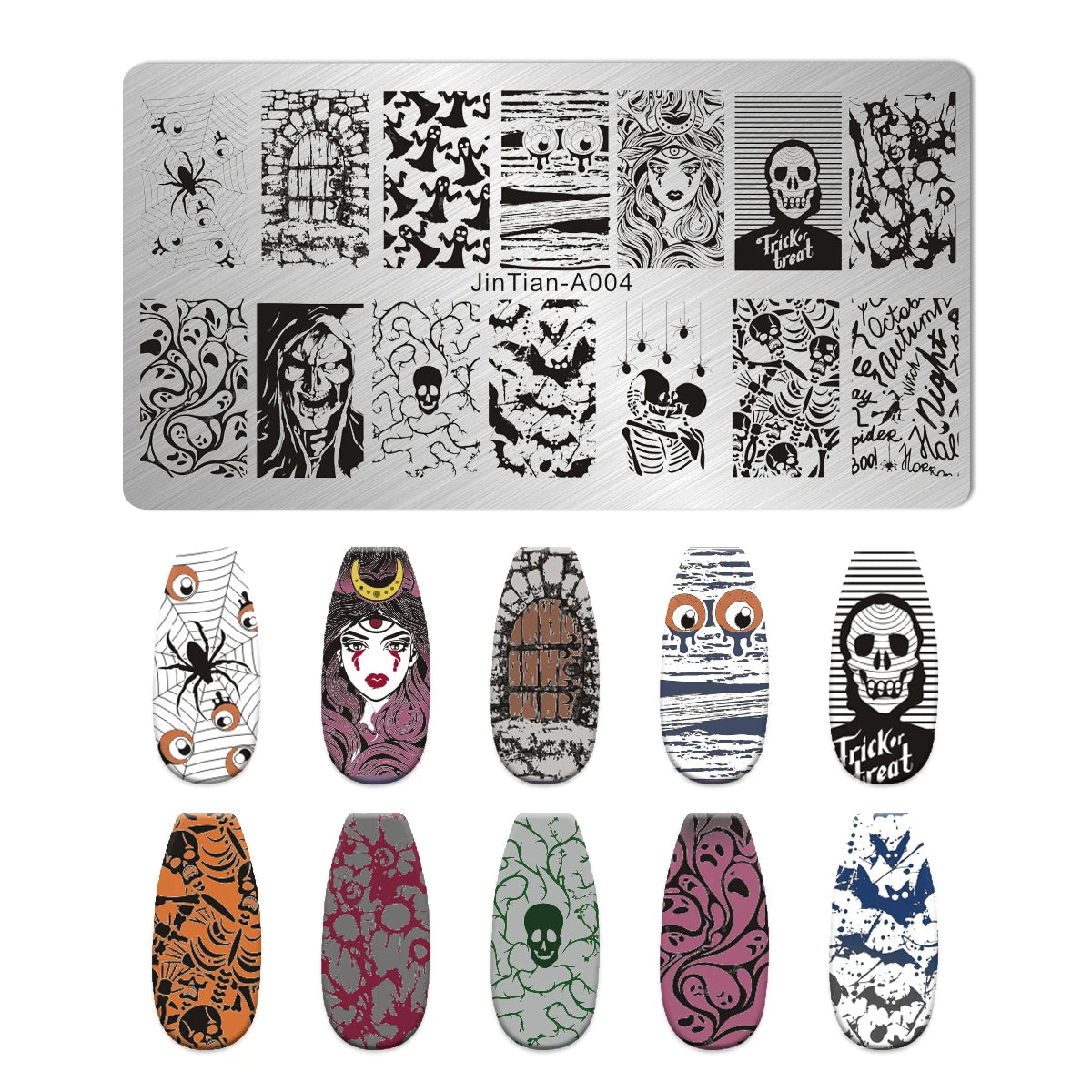 RJ Halloween Nail Stamping Plates, Beautiful zombie Festival Pattern Nail Art Image Plates, Stainless Steel Nail Art Plate Stencil