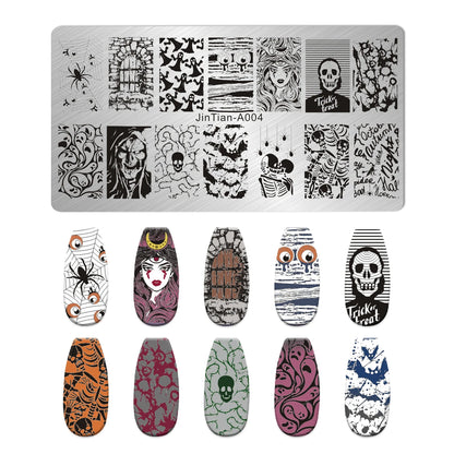 RJ Halloween Nail Stamping Plates, Beautiful zombie Festival Pattern Nail Art Image Plates, Stainless Steel Nail Art Plate Stencil