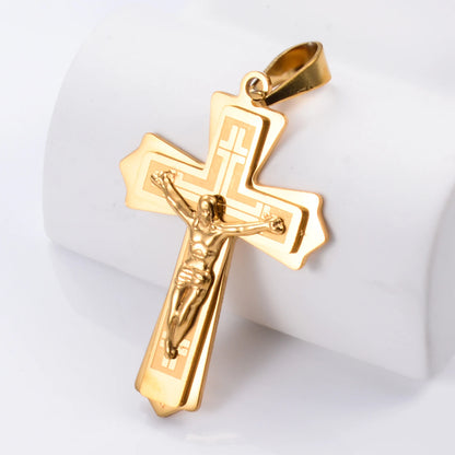 Stainless Steel Cross Pendant Jesus Prayed Fashion Men Women Metal Geometry Punk Gothic Party Jewelry Vintage Gifts