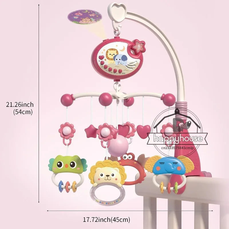 Baby Crib Mobile with Lights Music Projection for Infants 0-6 Months Remote Control Crib Toys for Newborn Baby Mobile for Crib