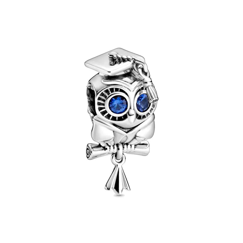 Nuevo colgante de plata 925 compatible con pulsera original, joyas para mujer, serie azul, colgante de pulpo, delfín, búho, camaleón