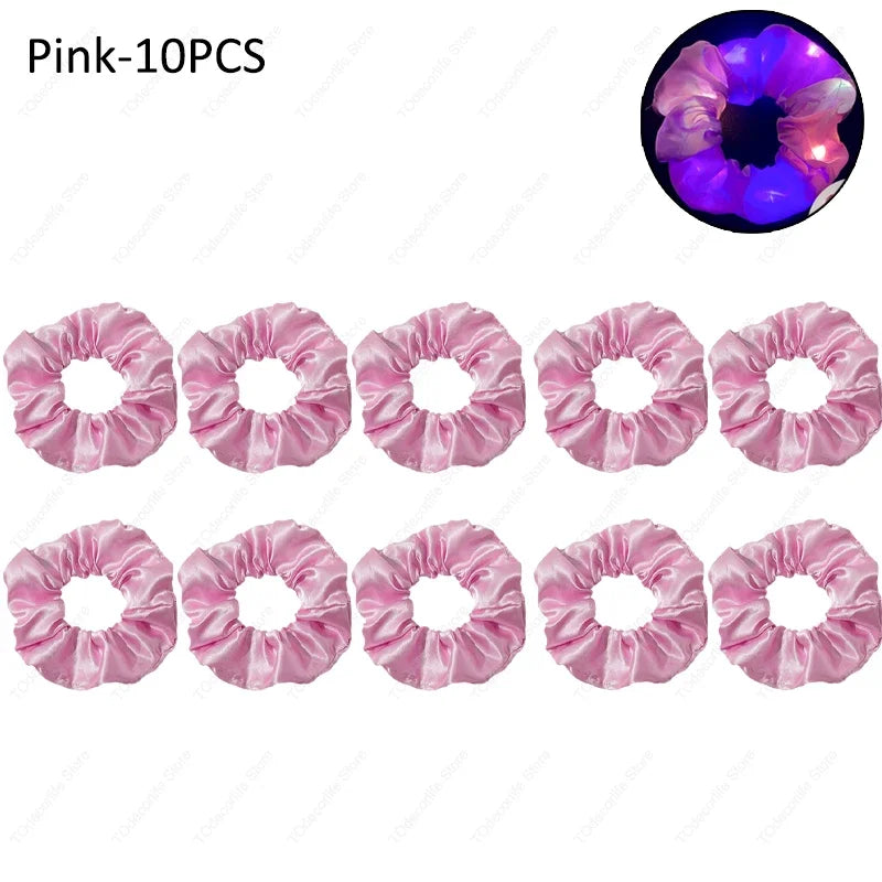 LED Luminous Scrunchies Hairband Women Glowing Elastic Hair Tie Hair Rope Girl Glow in the Dark Party Supplies Hair Accessory
