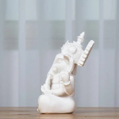 Handmade Sandstone Ganesha Buddha Elephant Statue Sculpture Figurine for Home Decoration, Living Room