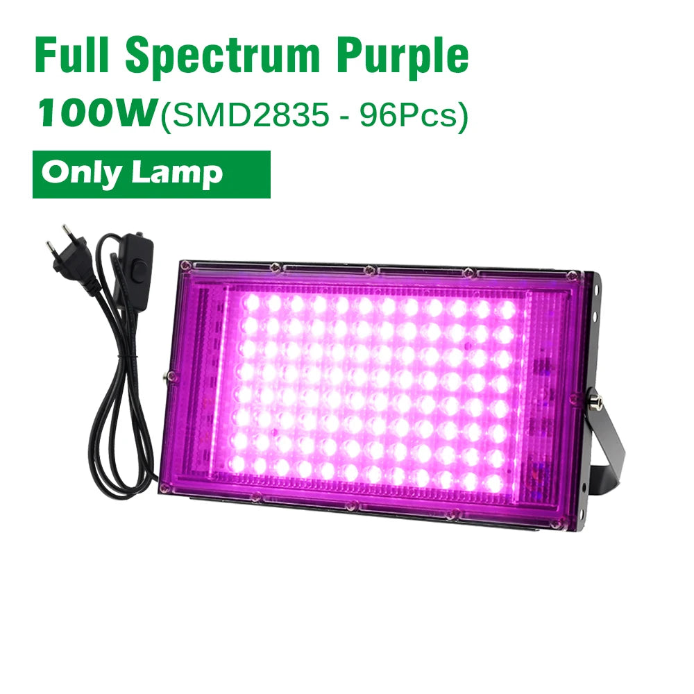 AC220V LED Plant Grow Light 50W/100W Phyto Lamp Full Spectrum Growing Lights with Bracket Adjustable Tripod for Seeds Veg Flower