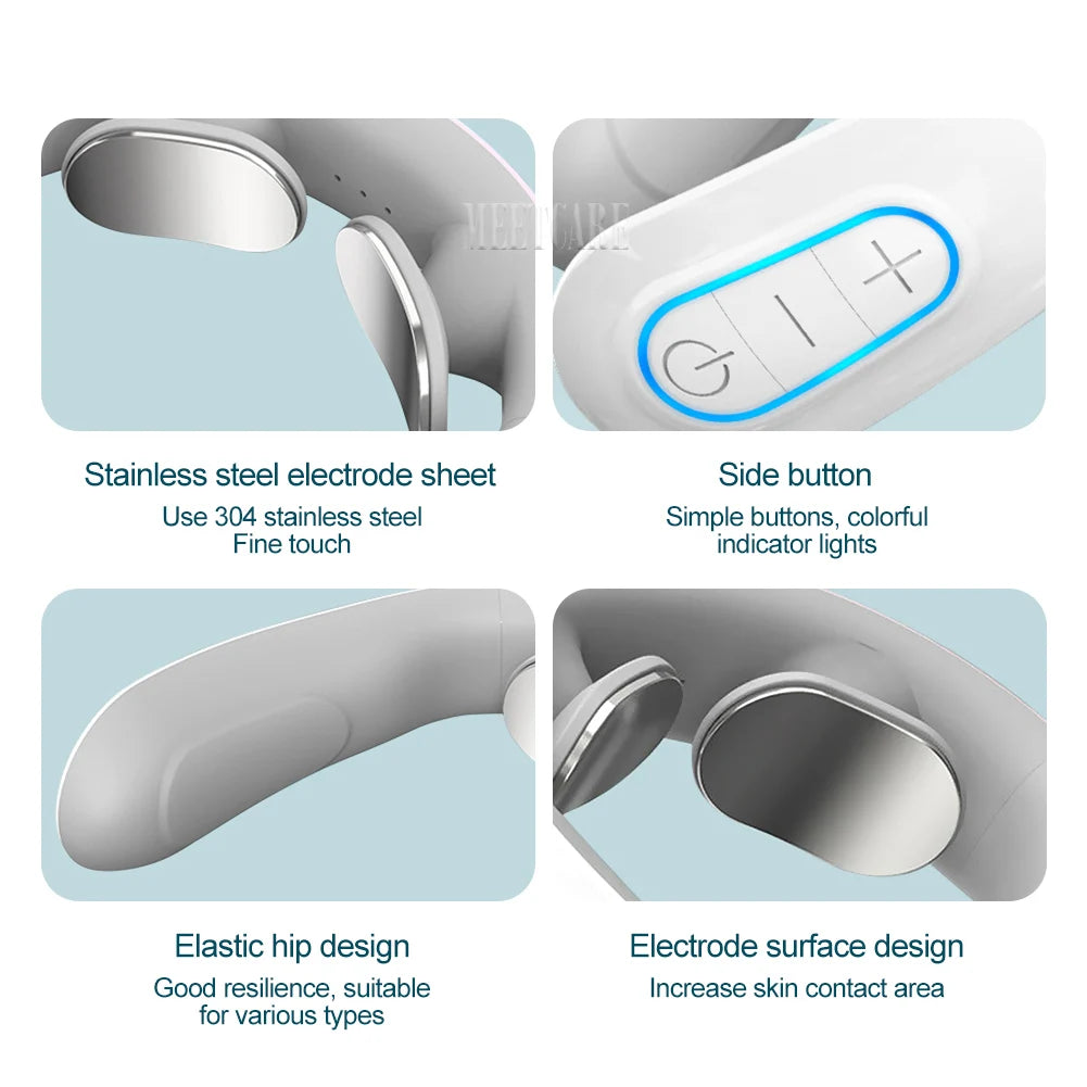 TENS Pulse Back Neck Massage 4 Modes EMS Electric Smart Shoulder Cervical Massager Relaxation Muscle Beating Health Care Tool
