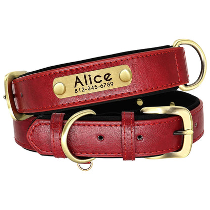 Customized Leather Dog Collar Leash Set, Soft Padded Leather Collar For Small Medium Large Dogs With Free Engraved Nameplate