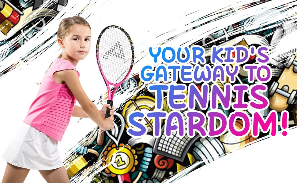 Tennis Rackets for Kids Toddlers 17'' with Cover Bag for Girl and Boy Tennis Racquet, AMASPORT