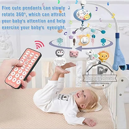 Baby Crib Mobile with Lights Music Projection for Infants 0-6 Months Remote Control Crib Toys for Newborn Baby Mobile for Crib