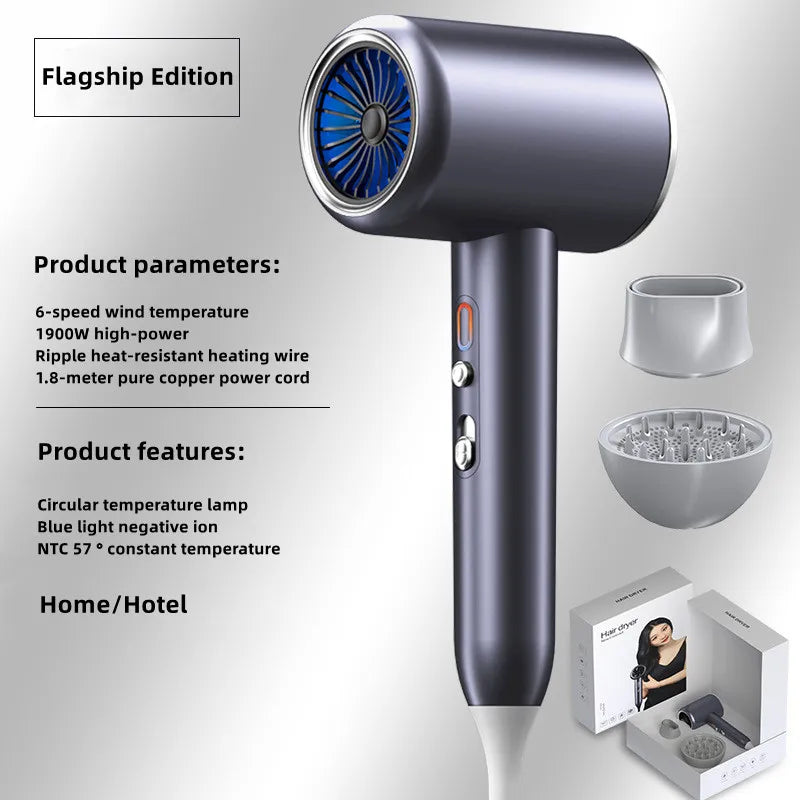 New Generation High-Speed Hair Dryer 2400W High-Power Blue Light Negative Ion Ultra Silent Recommended For Home Hair Salons