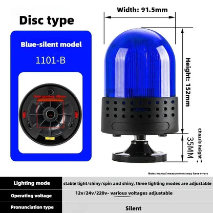 Three Sound Modes Emitting LTE-1101J Light Flashing Shiny Warning Light 120dB Volume Adjustable Magnetic Base 12V 24V 220V