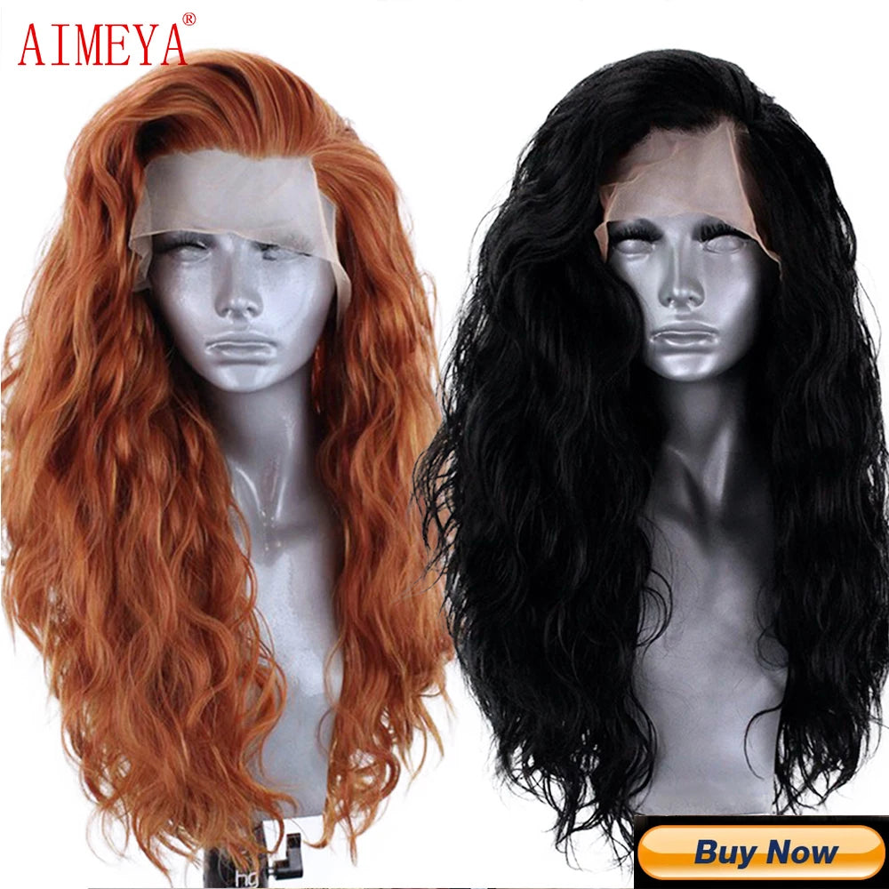 13*4 Synthetic Lace Front Wigs for Women, White Blonde Lace Wig, Heat Resistant Fiber Natural Hairline Cosplay Party Wigs, AIMEYA
