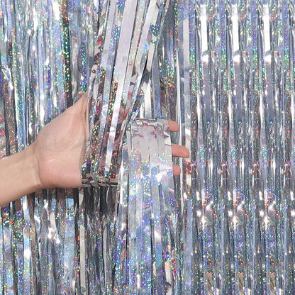 2/3M Party Background Wedding Decoration Foil Fringe Curtain Sequin Bachelorette Photo Backdrop Wall Curtain Birthday Baby Shower