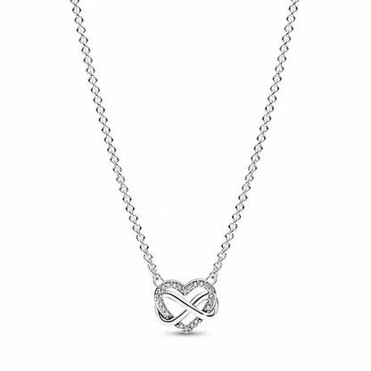 New S925 Silver Colored Zircon Necklace Earrings Suitable for Valentine's Day, Mother's Day, Anniversary Gift DIY Charm Jewelry