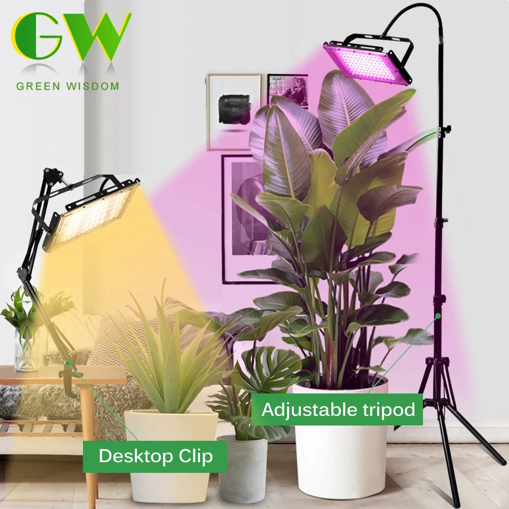 AC220V LED Plant Grow Light 50W/100W Phyto Lamp Full Spectrum Growing Lights with Bracket Adjustable Tripod for Seeds Veg Flower