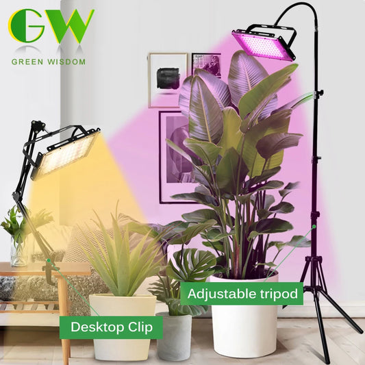 AC220V LED Plant Grow Light 50W/100W Phyto Lamp Full Spectrum Growing Lights with Bracket Adjustable Tripod for Seeds Veg Flower