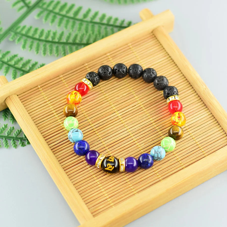 7 Chakra Bracelet Men Women Natural Crystal Healing Anxiety Jewelry Mandala Yoga Meditation Bracelet Rainbow 7 Color Bracelet
