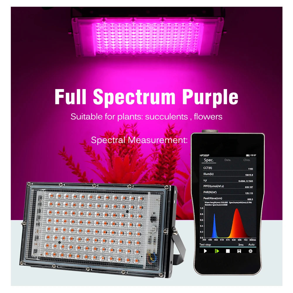 AC220V LED Plant Grow Light 50W/100W Phyto Lamp Full Spectrum Growing Lights with Bracket Adjustable Tripod for Seeds Veg Flower