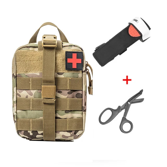 First Aid Kit Tourniquet Molle Survival Set Pouch Nursing Holder Scissors Bag Outdoor Equipment