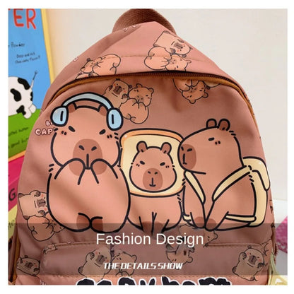 Cute Large Capacity Capybara Backpack, Cartoon Breathable Student Schoolbag, Nylon Ultra-light Book Bag, Back to school Girl