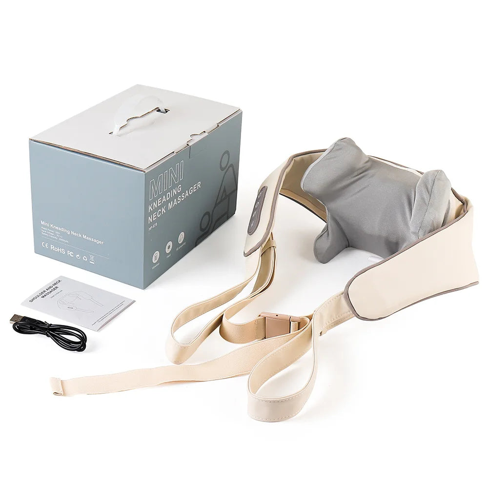 Foreverlily 26W Brushless Motor Neck and Shoulder Massager, Wireless Shoulder and Back Kneading Massage Shawl, Neck Masajeador