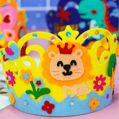 4 Pcs Creative DIY Handmade Toys Crown Hat Princess Tiara Cartoon Kindergarten Educational Art Craft EVA Paper Kids Party Gifts