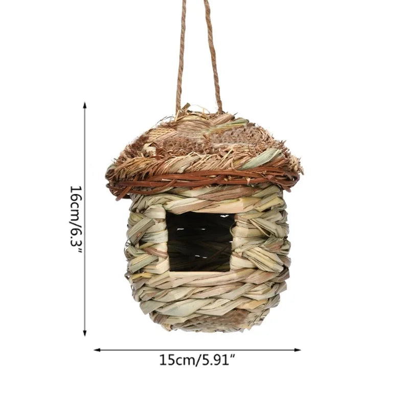 17 Styles Birds Nest Bird Cage Natural Grass Egg Cage Bird House Outdoor Decorative Woven Hanging Parrot Nest Houses Pet Bedroom
