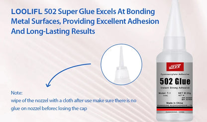 50/20g Multi-purpose 502 Instant Strong Super Glue Universal Superglue Mighty Instant Glue for Resin Ceramic Metal Glass Fast Dry
