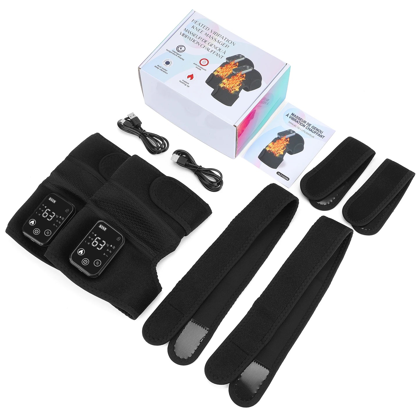Thermal Knee Massager 3-in-1 Shoulder, Knee, and Elbow Heating Massage Support Brace Rechargeable Vibration Pad Machine Muscle Relaxer