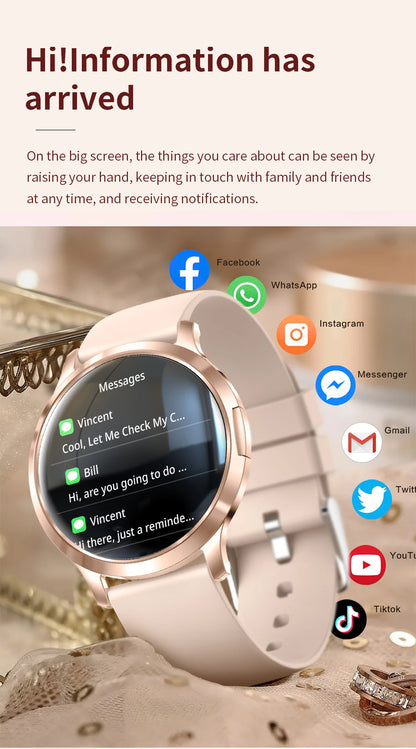 New Women Smart Watch 1.32"AMOLED Full Touch Screen Bluetooth Call Blood Pressure IP68 Waterproof NFC 7.3mm Ultra-thin bracelet