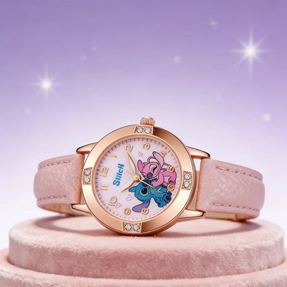 Cartoon Stitch Watches Kids Boys Girls Cute Cartoon Imitation Diamond Wristwatch Belt Student Quartz Watch Children Gifts