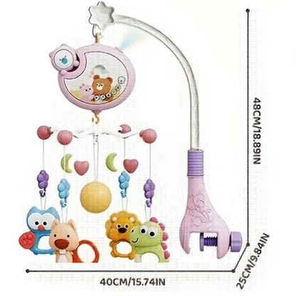 360° Musical Baby Crib Mobile Rotating Night Light Bed Bell Toy Four Speed Timing Hanging Infant Newborn Rattle Bedside Gift