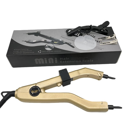 Loof golden Heat Hair Connector, Temperature Controllable Heat Iron Hair Extension Tools Kit