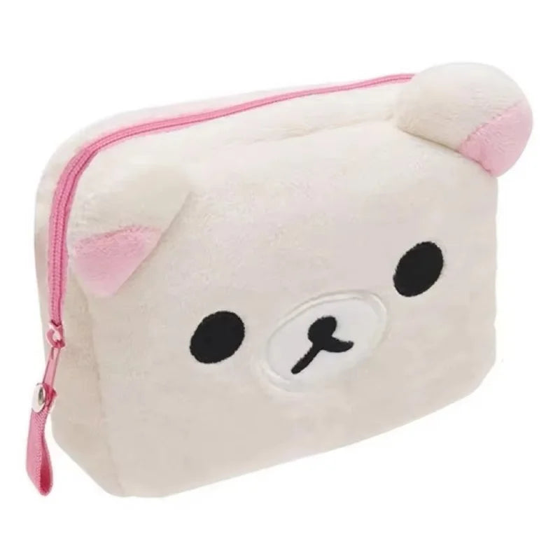 Cartoon Rilakkuma Makeup Organizer Storage Bag Cute Cartoon Bear Plush Kawaii Cosmetic Bags Vanity Beauty Case Gift
