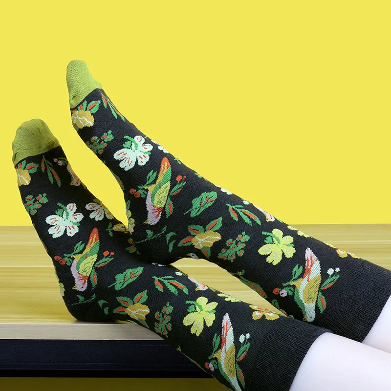New cotton socks high-quality men's and women's British style casual Harajuku fashion novelty literary couple sexy socks