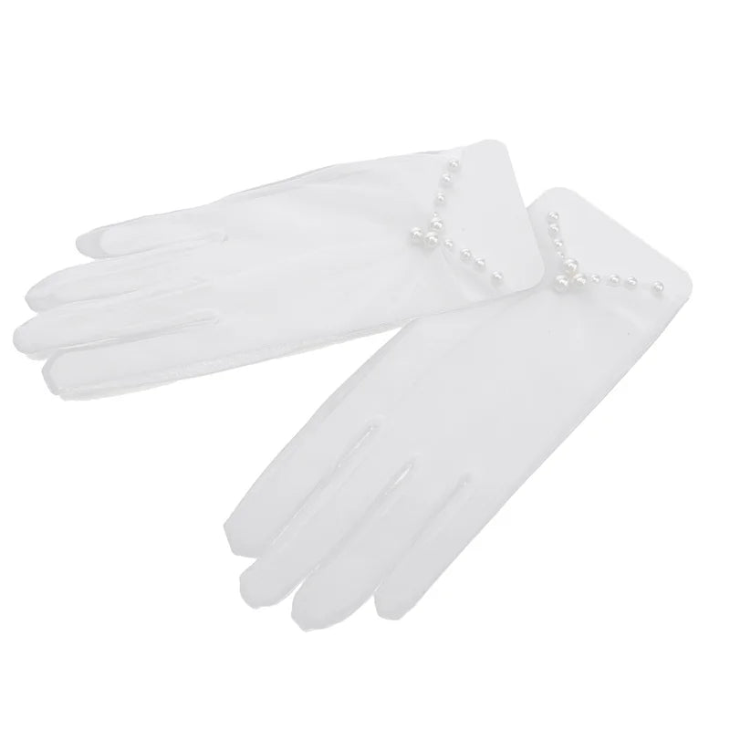 Sexy Transparent Black White Mesh Tulle Glove, Spring Summer Thin Short Glove, Party Dancing Dress Wedding Glove, Lolita New