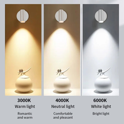 Magnetic Base USB Rechargeable LED Cordless Wall Light Touch, Switch Black White Gold Silvery Dimmable Bedside Lamp For Reading, LED Light