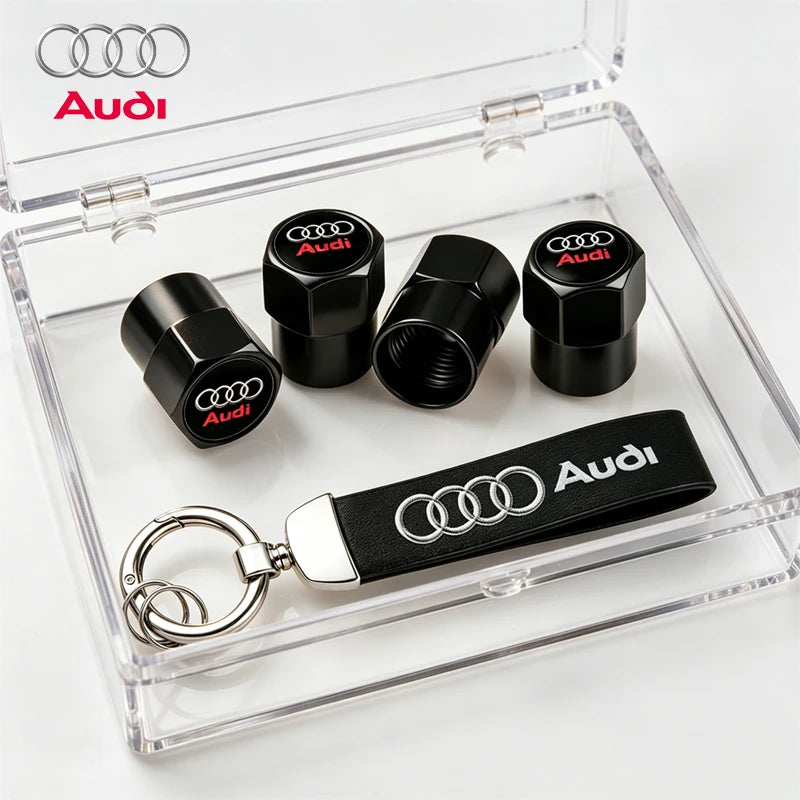 Anti-Rust Car Tire Valve Stem Caps Suede Keychain For Audi Sline A3 A1 A4 A6 B8 A5 B7 C7 A7 A8 B9 B6 C6 R Auto Wheel Accessories