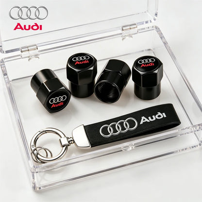 Anti-Rust Car Tire Valve Stem Caps Suede Keychain For Audi Sline A3 A1 A4 A6 B8 A5 B7 C7 A7 A8 B9 B6 C6 R Auto Wheel Accessories