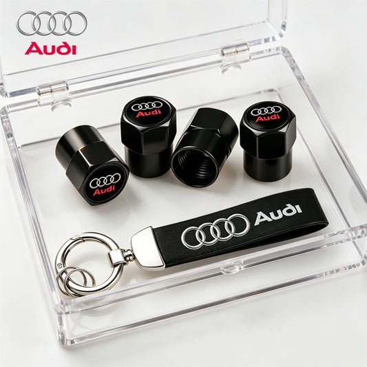 Anti-Rust Car Tire Valve Stem Caps Suede Keychain For Audi Sline A3 A1 A4 A6 B8 A5 B7 C7 A7 A8 B9 B6 C6 R Auto Wheel Accessories