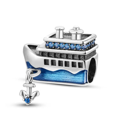 PAMELA 925 Sterling Silver Sea Turtle Starfish Blue Charm Dolphin Octopus Shell Bead For Original Charms Bracelets Ocean Jewelry
