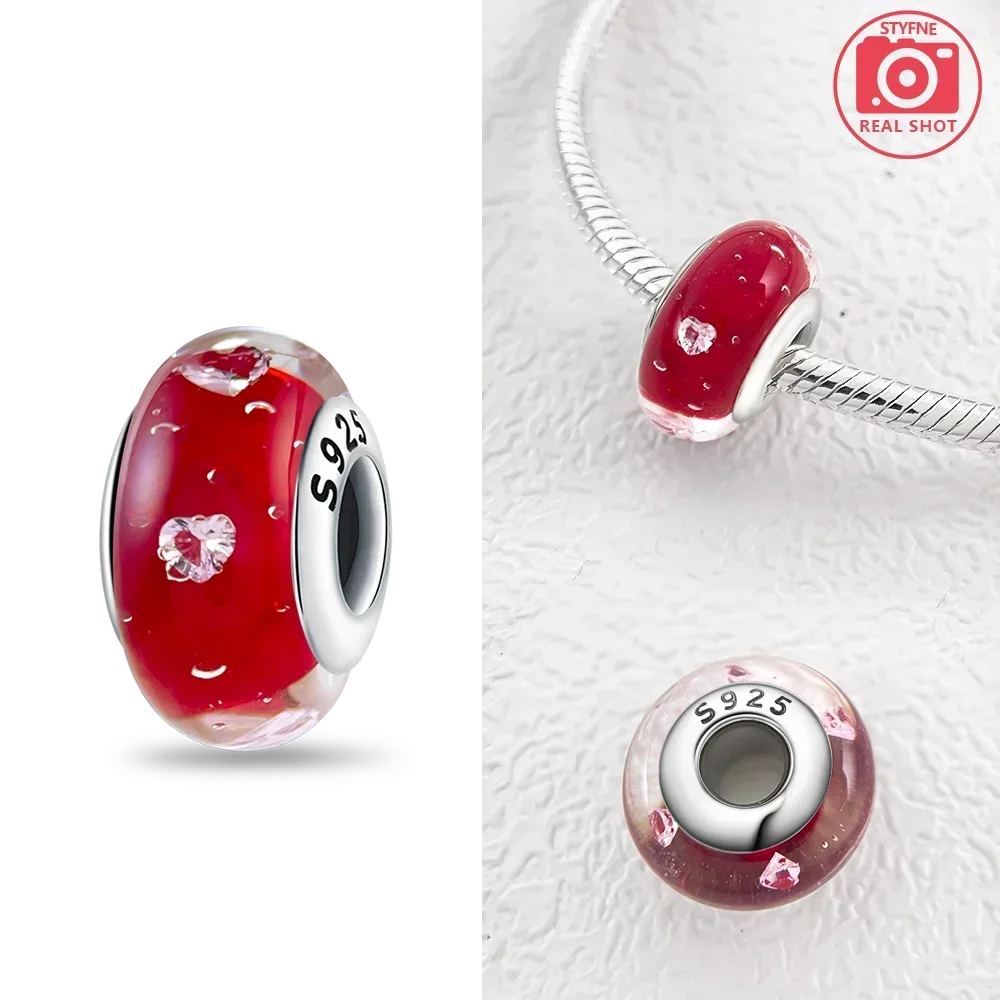 Silver 925 Colorful Flower Series Murano Glass Beads Charm Fit Original Bracelet Murano Glass DIY for Women Jewelry Gift