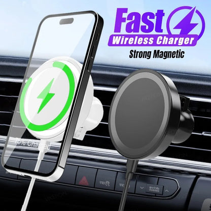 Car Magnetic Air Vent Phone Holder  Wireless Charger Stand For Magsafe iPhone 16 15 14 13 12 Pro Max Cell Fast Charging Station