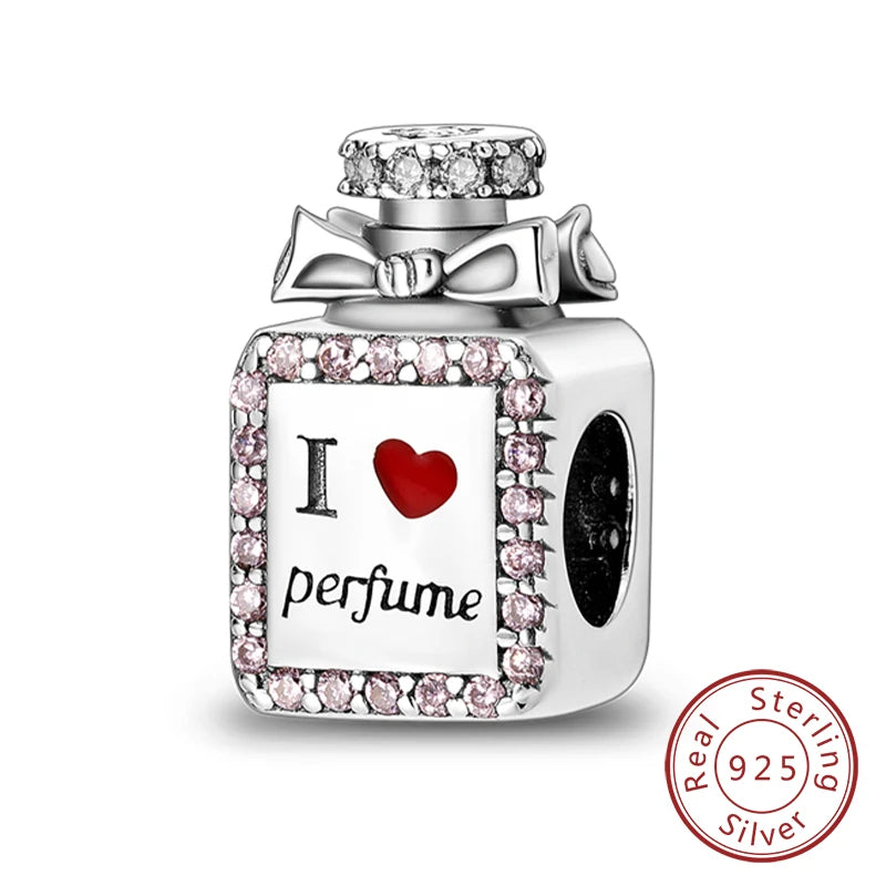 Dijes de plata de ley 925 originales, abalorios de cristal de vino, taza de café, dije colgante para pulseras de mujer, joyería DIY, regalo