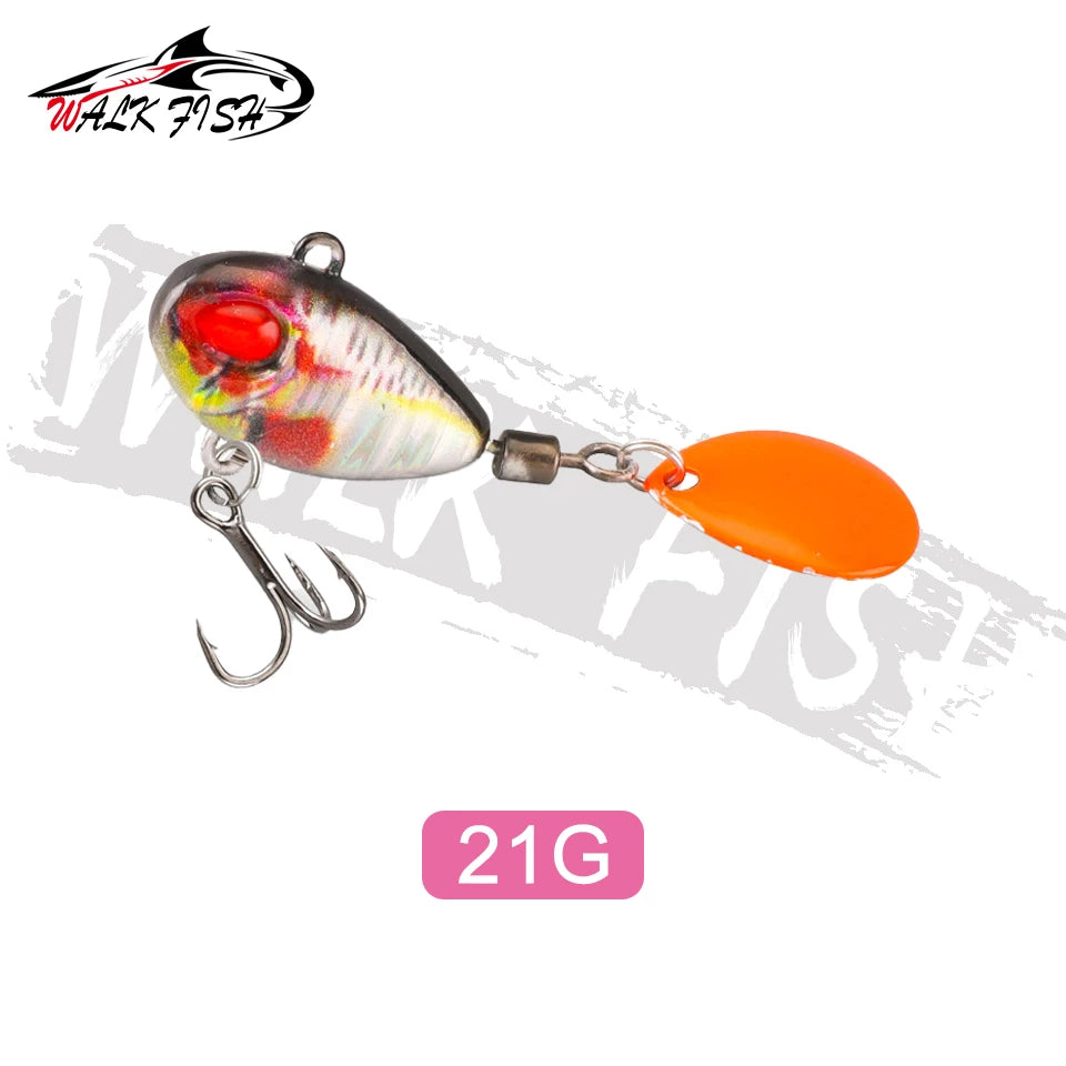 WALK FISH Sinking 3g-21g VIB Lure Spoon Spinner Fishing Bait Wobblers Metal Jig Rotating Sequin Tail Far Casting For Sea Bass