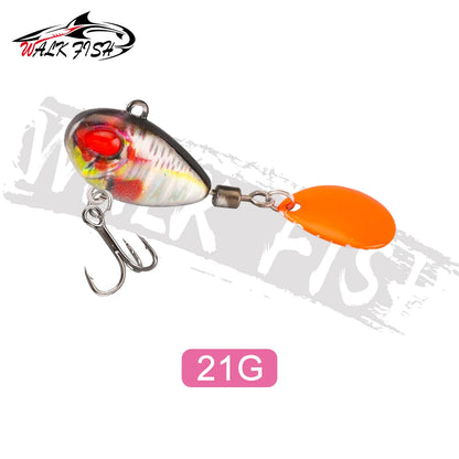WALK FISH Sinking 3g-21g VIB Lure Spoon Spinner Fishing Bait Wobblers Metal Jig Rotating Sequin Tail Far Casting For Sea Bass