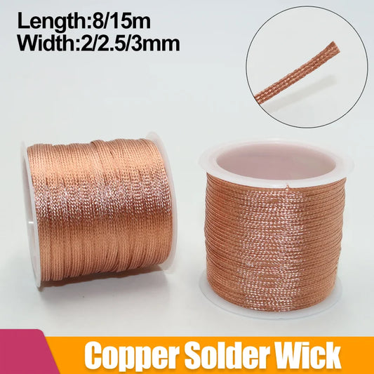 Length 15/8M Strong Solder Wick, Desoldering Copper Wire Mesh Braid Width 2/2.5/3.0mm, PCB BGA  Remover Tin Welding Soldering Tool